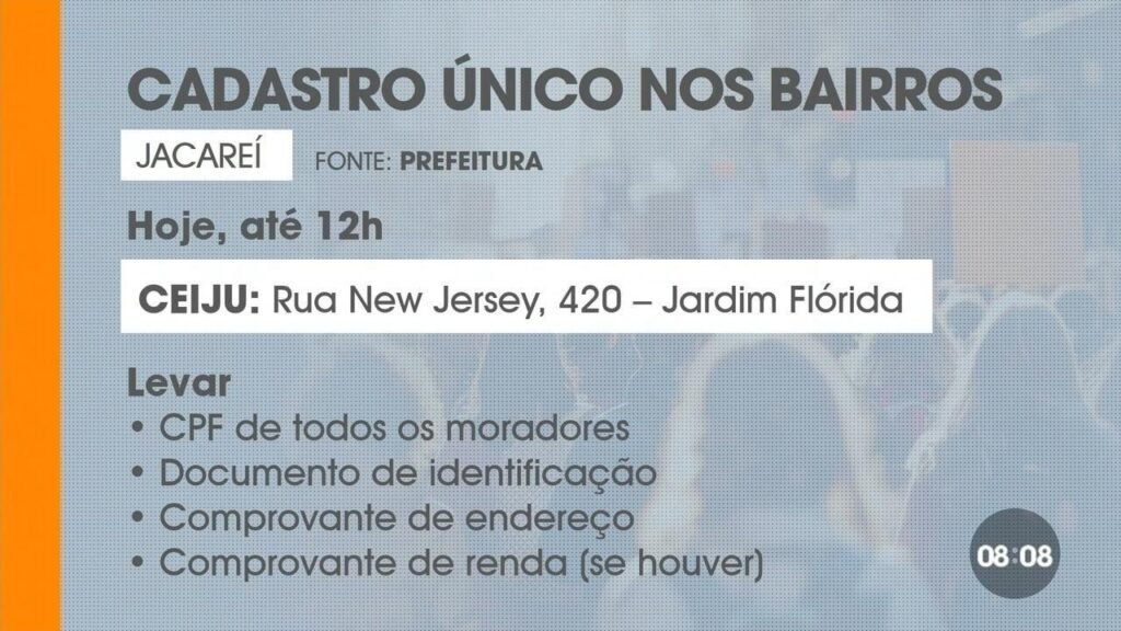 Jacareí realiza operação para identificar famílias com Cadastre Único desatualizado