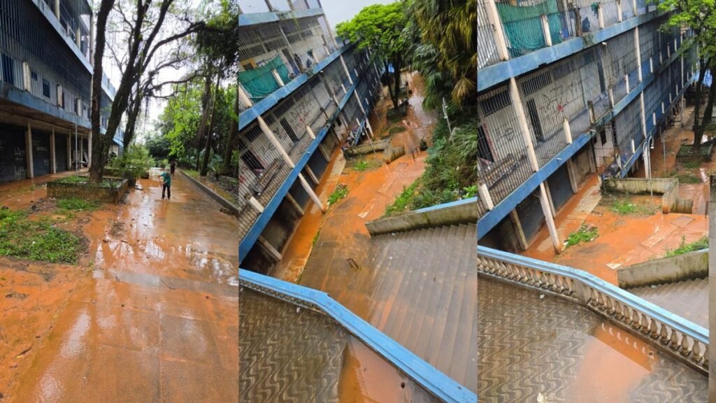 Escadaria da Fé em Aparecida permanece interditada por causa de intensas chuvas