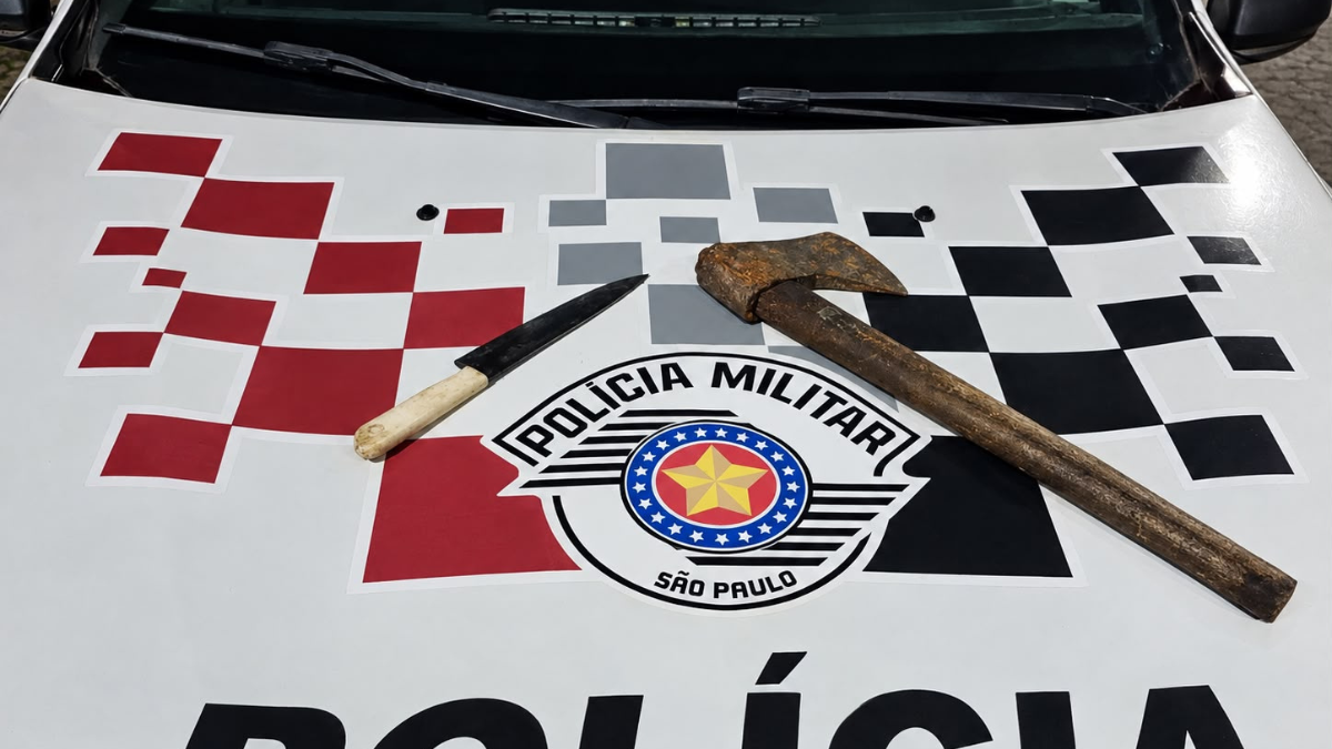 Policia prende suspeito com arma de faca na Figueira, Guaratinguetá