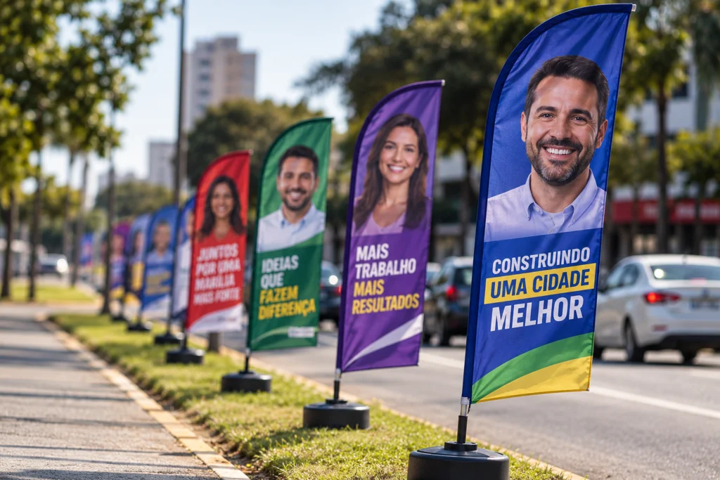 Justiça Eleitoral proíbe uso de wind banners em campanhas no Vale do Paraíba