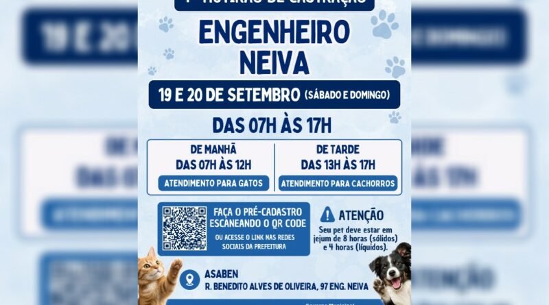 Guaratinguetá Realiza Novo Mutirão de Castração no Bairro Engenheiro Neiva