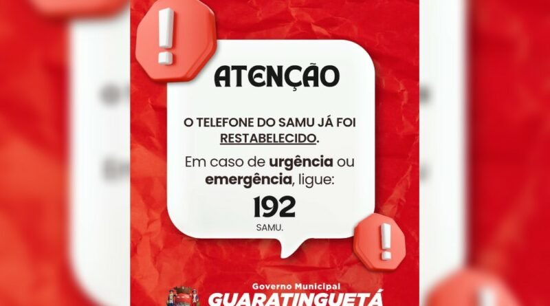 SAMU em Guaratinguetá volta aoNormal após Interupção